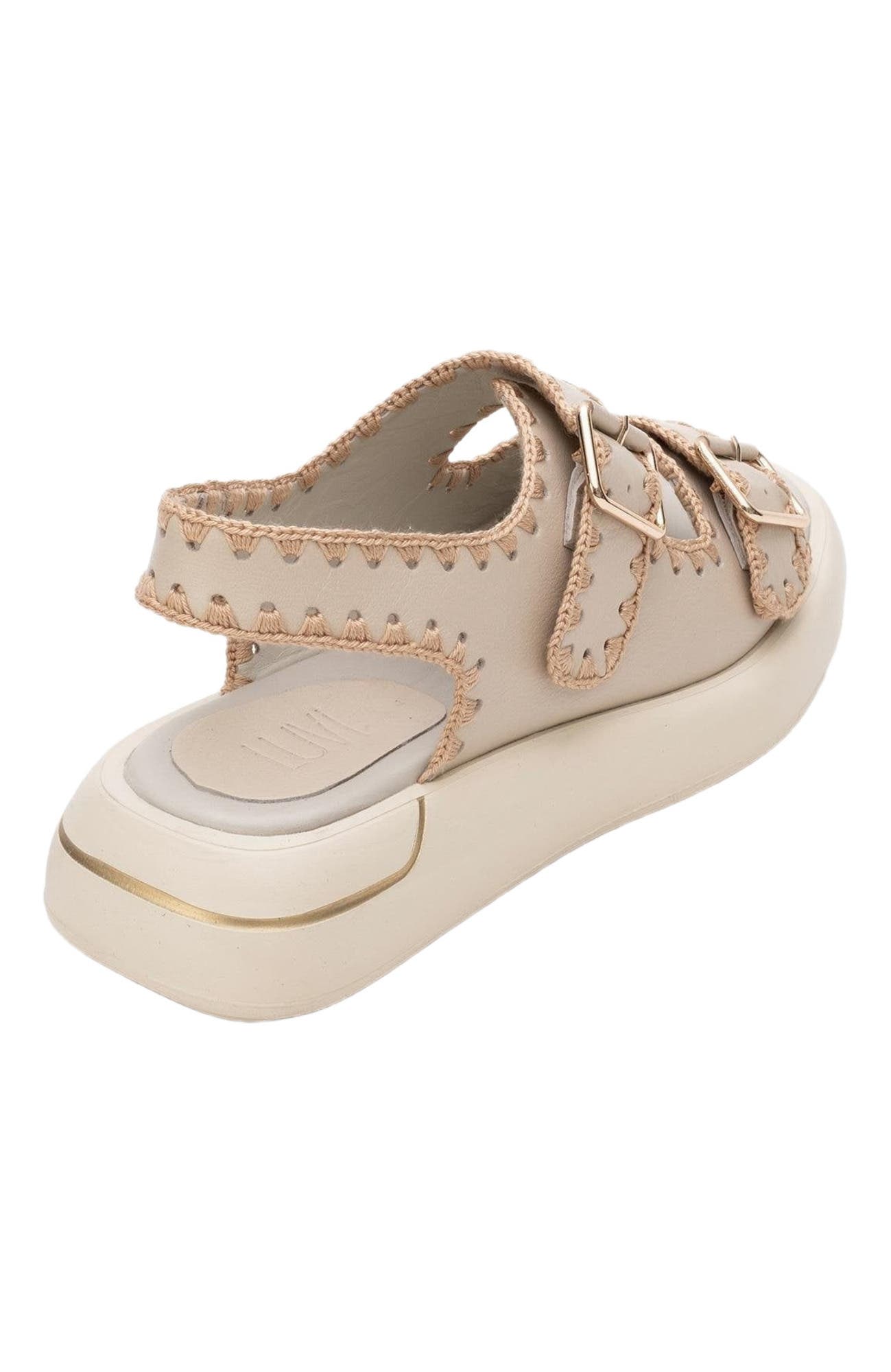 Douro Braided Rope Strap Leather Sandal, Alternate, color, Beige Leather