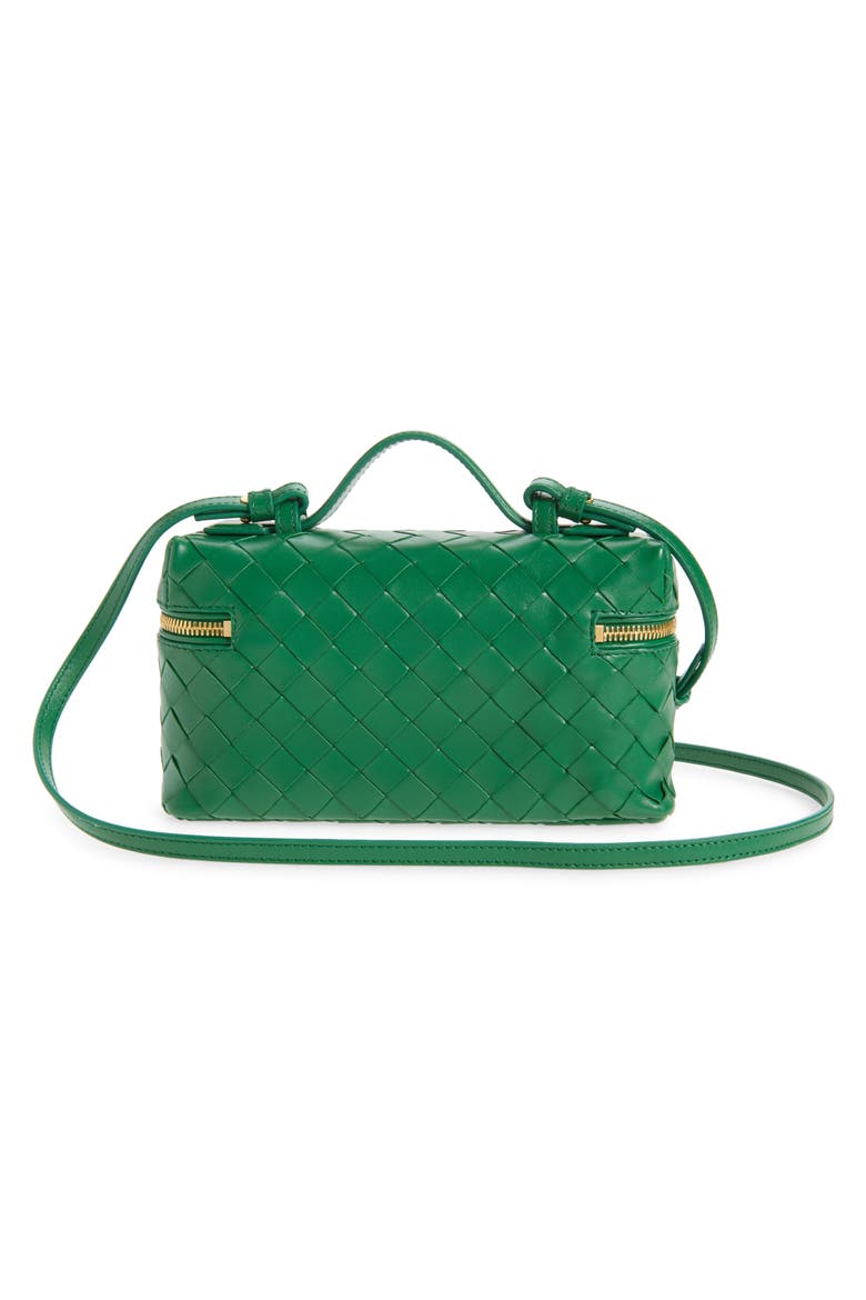 Intrecciato Leather Convertible Vanity Case, Alternate, color, 3197 JUNGLE-GOLD