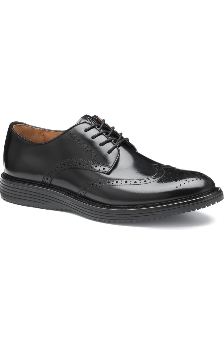 Johnston & Murphy Upton Wingtip Derby, Main, color, Black/ Black Full Grain