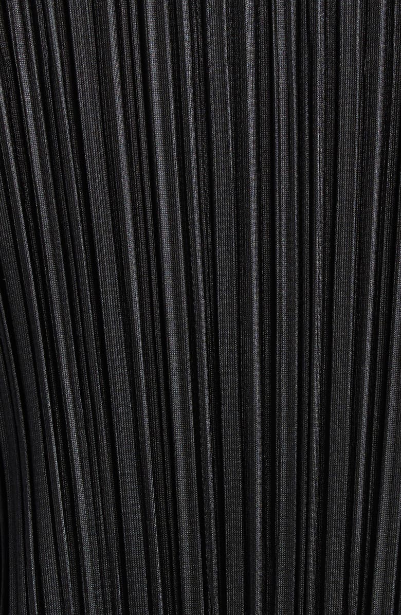 Pleats Please Issey Miyake Monthly Colors February Pleated Long Sleeve Midi Dress, Alternate, color, Black