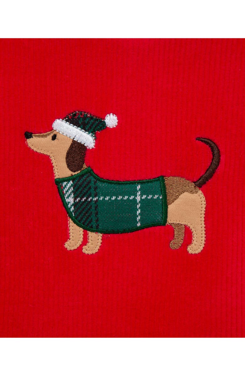 Little Me Plaid Puppy Velour Top & Pants Set, Alternate, color, Red Plaid