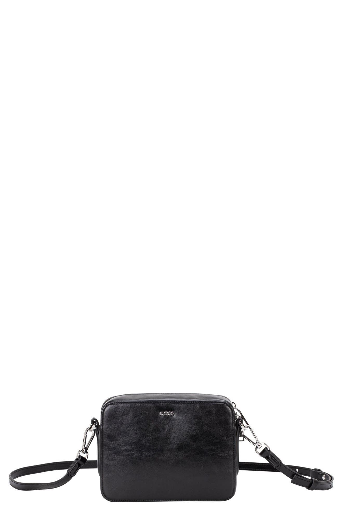 BOSS Liriel Faux Leather Crossbody Bag, Main, color, 