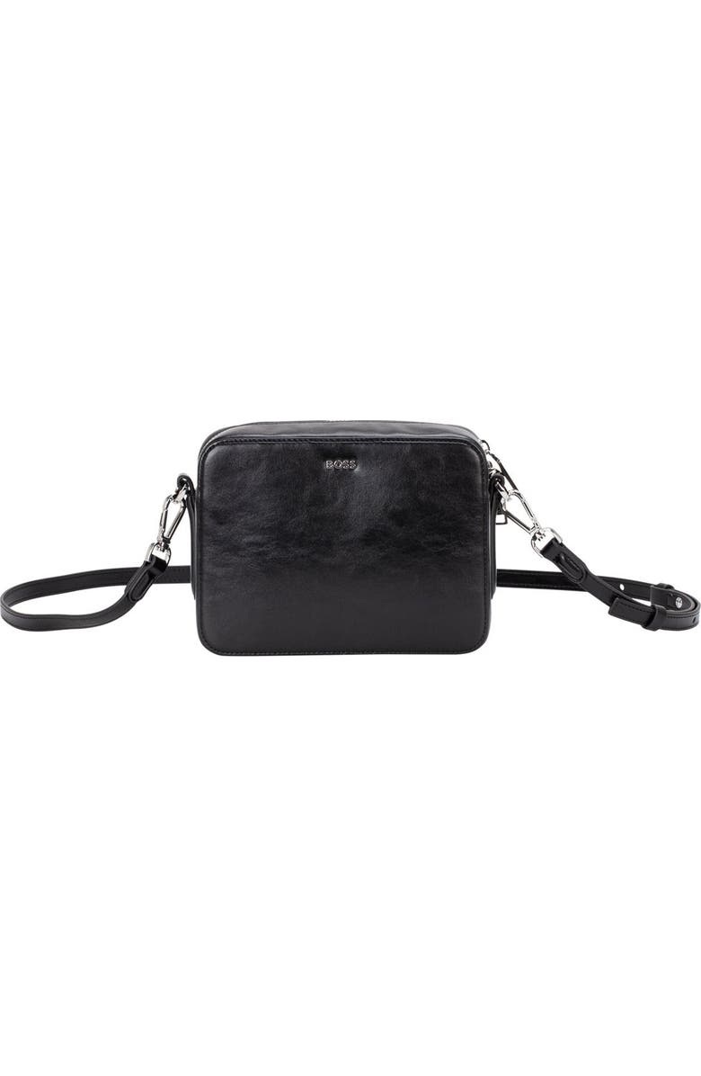 BOSS Liriel Faux Leather Crossbody Bag, Main, color, Blk