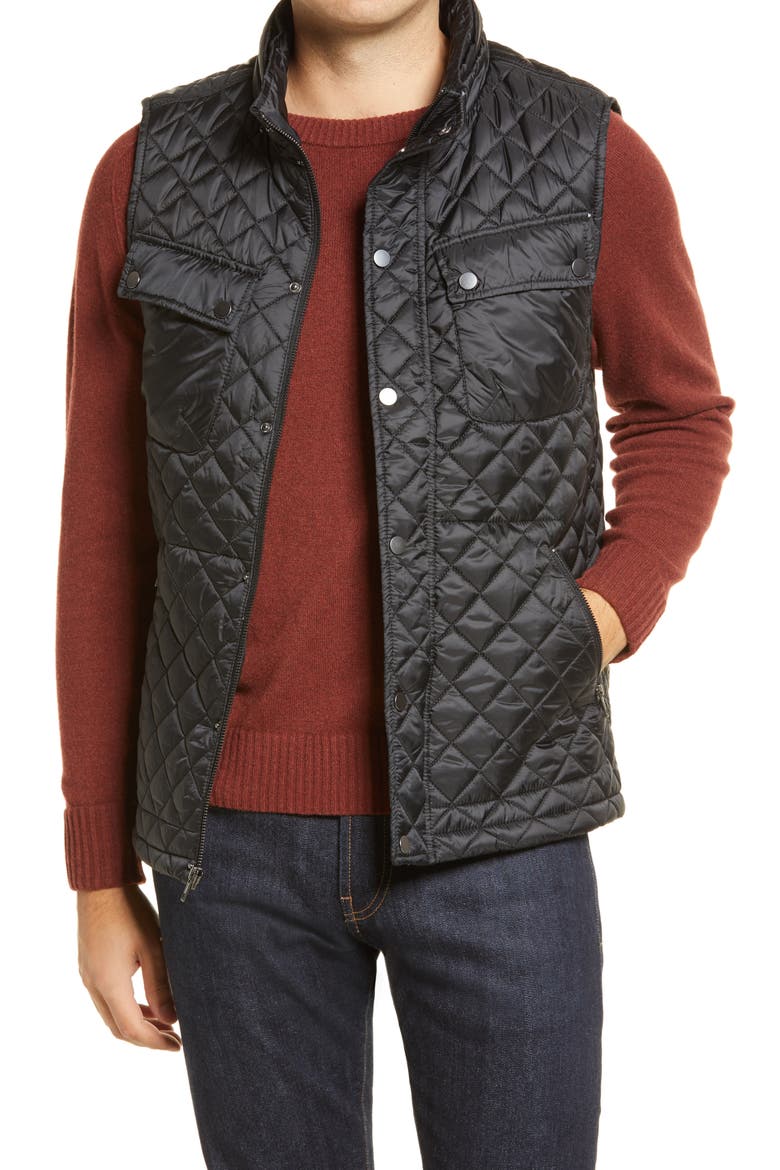 Lightweight Quilted Vest, Main, color, BLACK CAVIAR