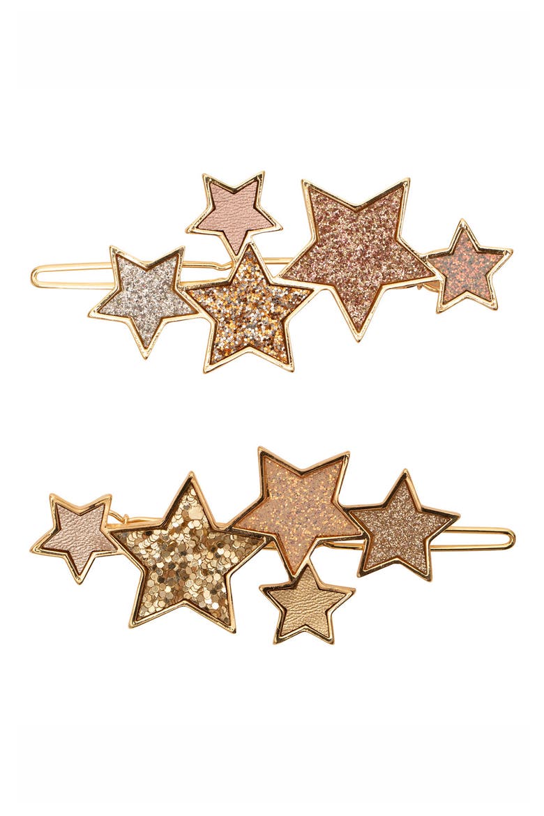 Kids' 2-Pack Starry Barrettes, Main, color, GOLD