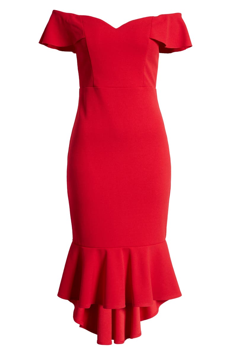 LNL Off the Shoulder High/Low Midi Dress, Alternate, color,