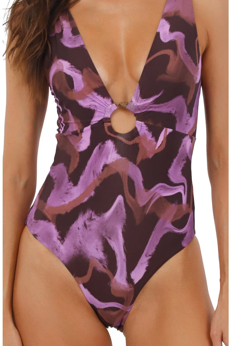 Brush Flame Misha O-Ring One-Piece Swimsuit, Alternate, color, BRUSH FLAME