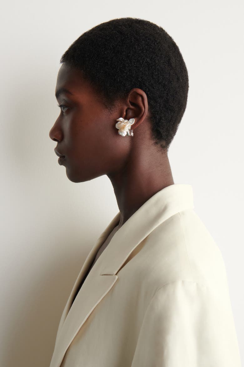 Mismatched Clustered Pearl Earrings, Alternate, color, SILVER