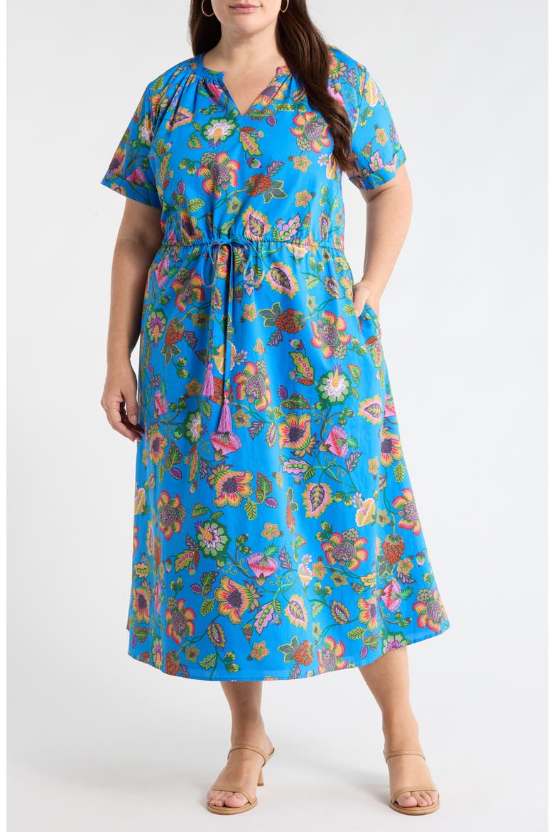 Anabelle Floral Fatima Midi Dress, Main, color, BLUE-PINK