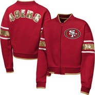 Outerstuff Girls Youth Outerstuff Scarlet San Francisco 49ers MVP Full-Zip Sequin Bomber Jacket