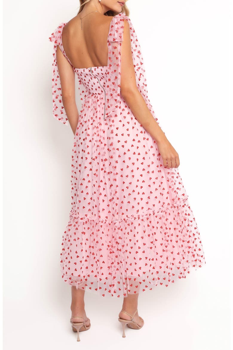 Floret Tie Strap Chiffon Overlay Cocktail Midi Dress, Alternate, color, RED HEARTS