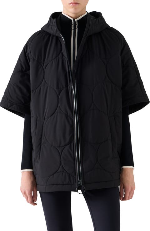 Dot Quilted Short-Sleeved Puffer Coat