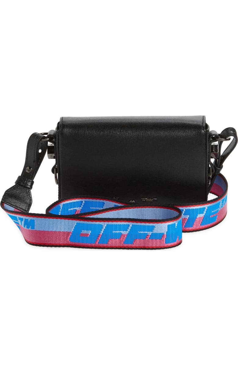 Off-White Mini Binder Clip Diagonal Stripe Saffiano Leather Crossbody Bag, Alternate, color,