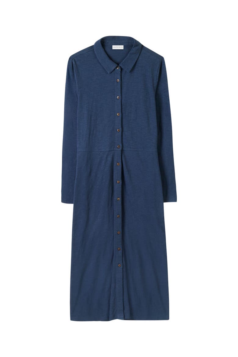 Slub Jersey Shirt Midi Dress, Alternate, color, DARK NAVY