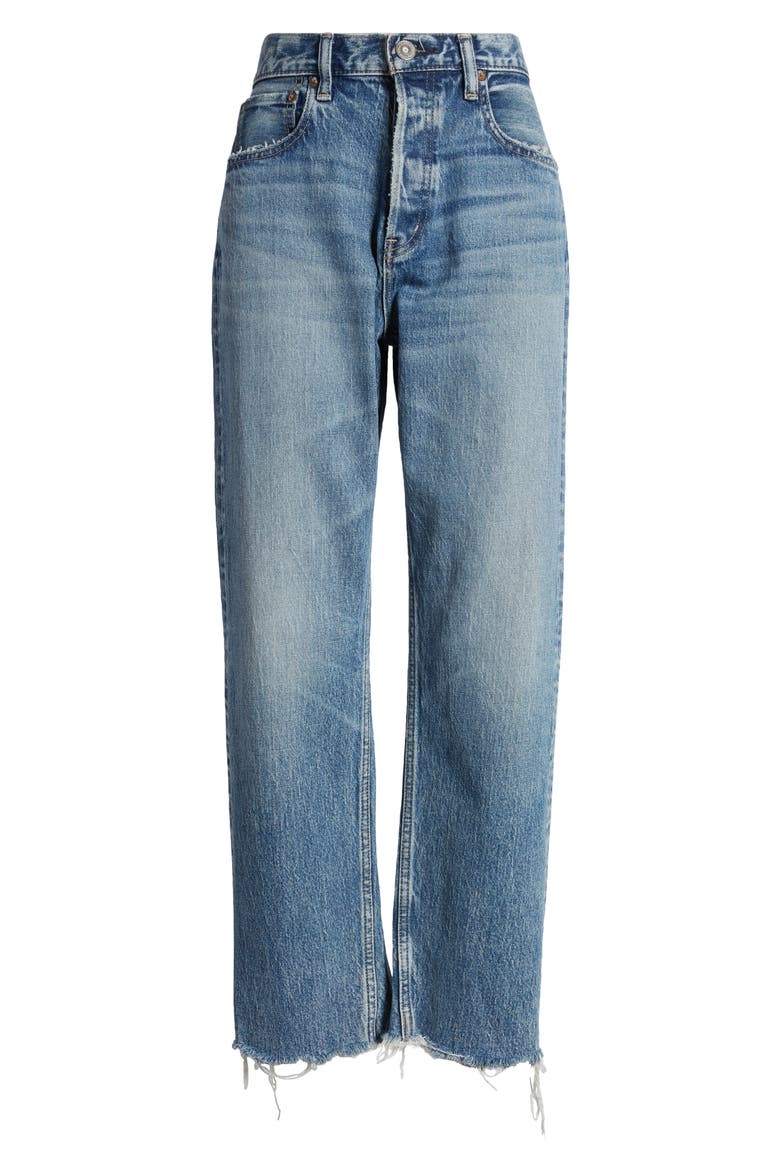 MV Mabel High Waist Distressed Wide Straight Leg Jeans, Alternate, color, BLUE