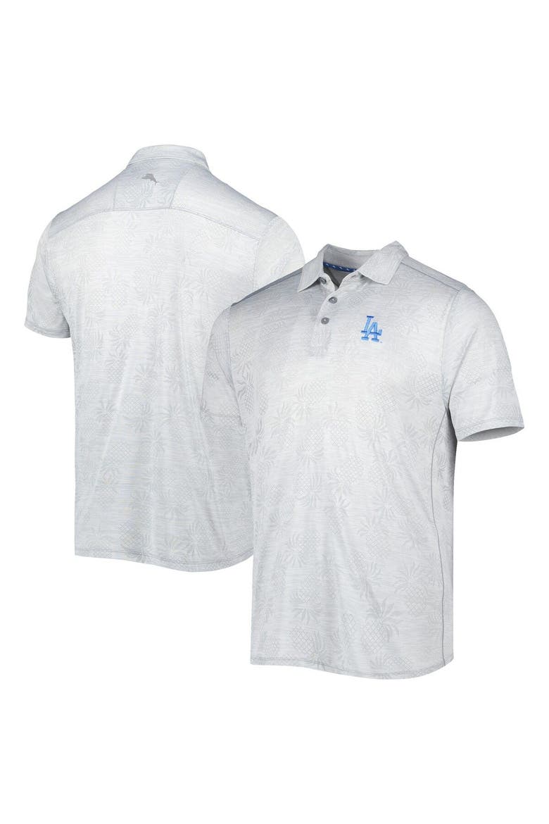 Men's Tommy Bahama Gray Los Angeles Dodgers IslandZone Pineapple Palm Coast Polo, Main, color, Gray