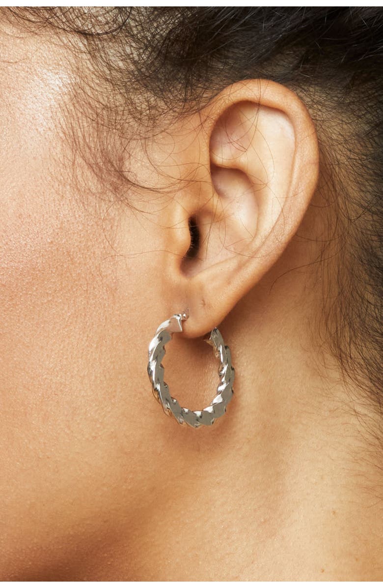 Oradina 10K Gold In Vogue Hoops Earrings, Alternate, color, White Gold