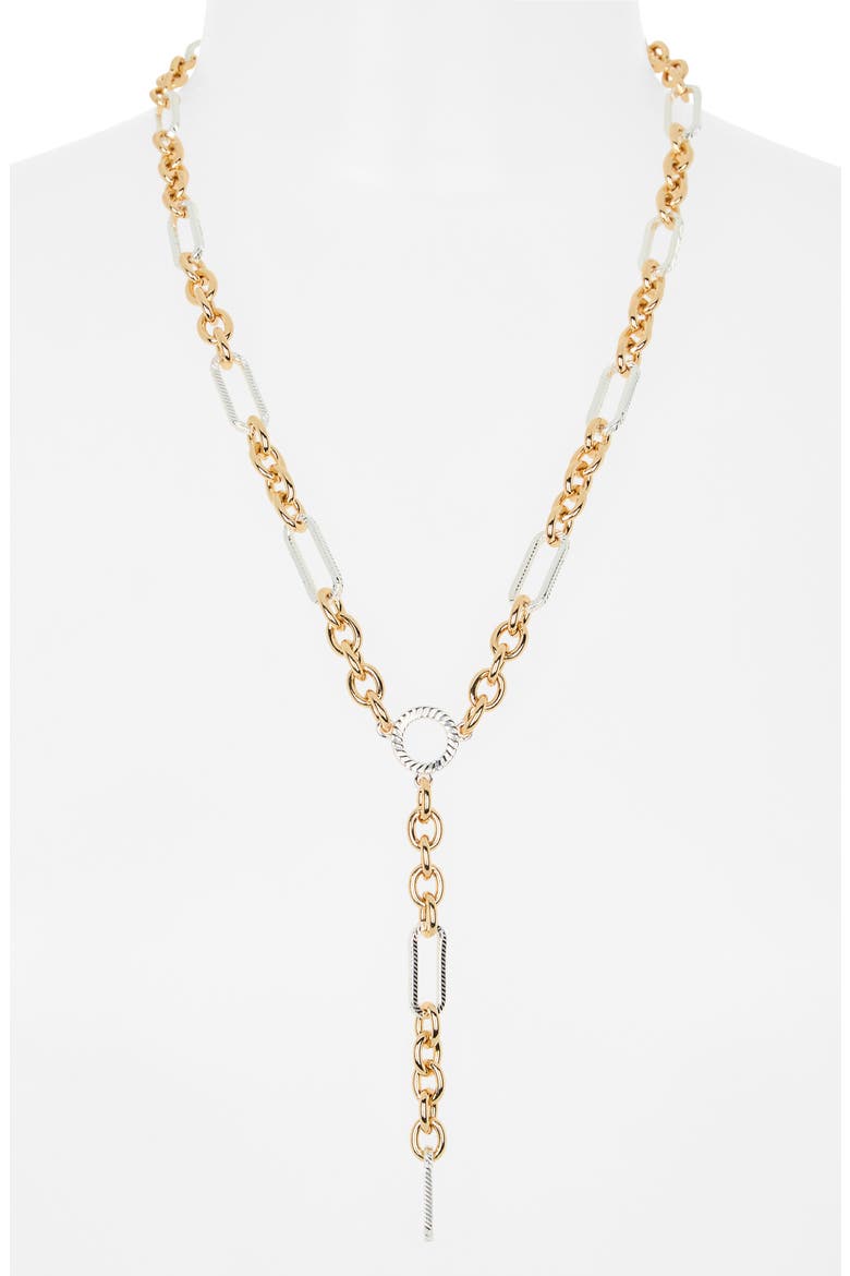 Bar & Link Chain Y-Necklace, Alternate, color, GOLD- SILVER
