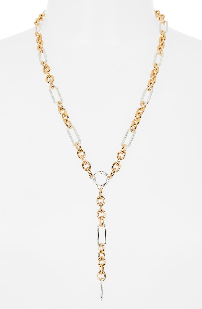 NORDSTROM RACK Bar & Link Chain Y-Necklace, Alternate, color, Gold- Silver