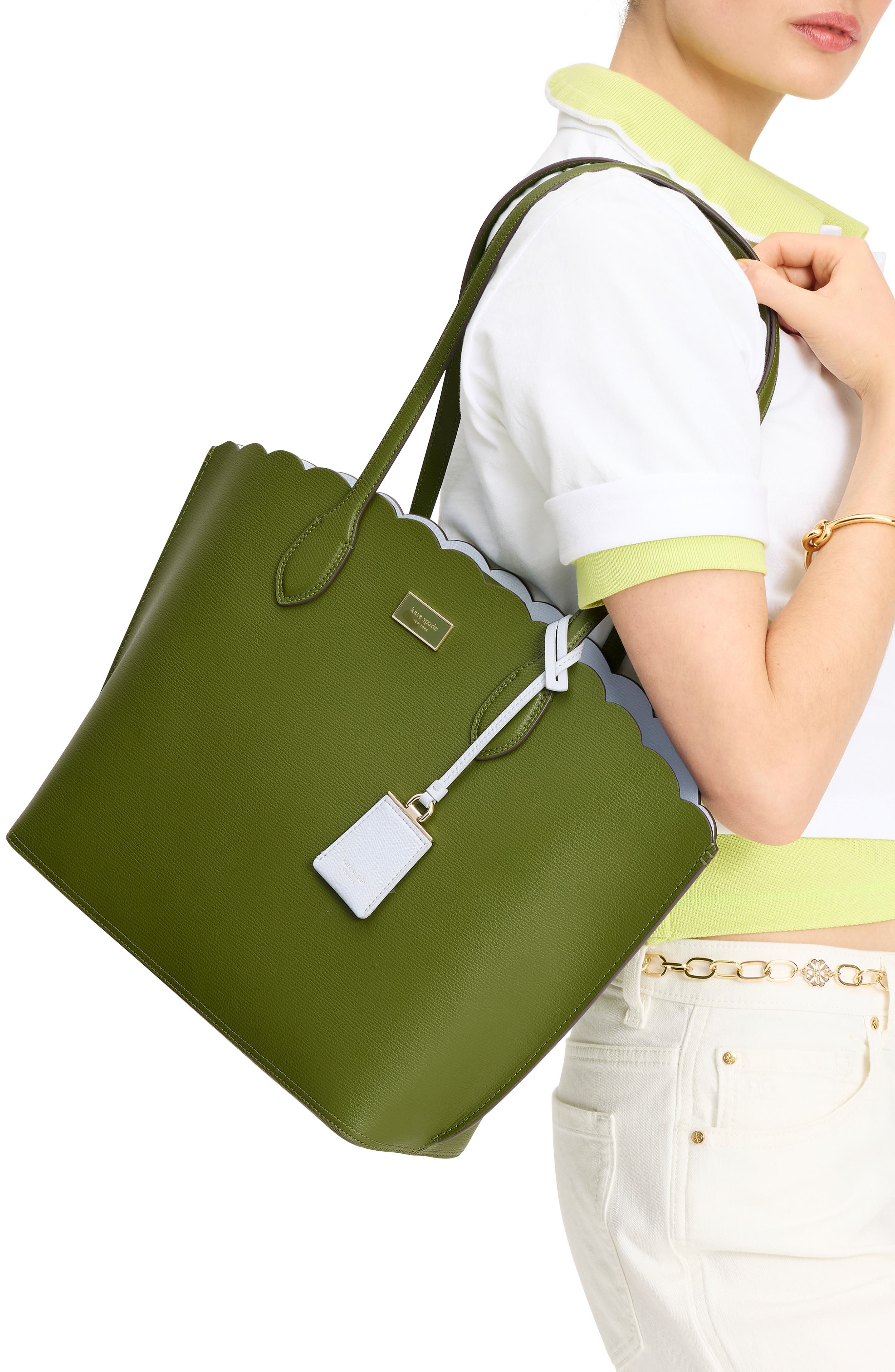 Kate Spade New York suite scallop crossgrain leather tote, Alternate, color, 