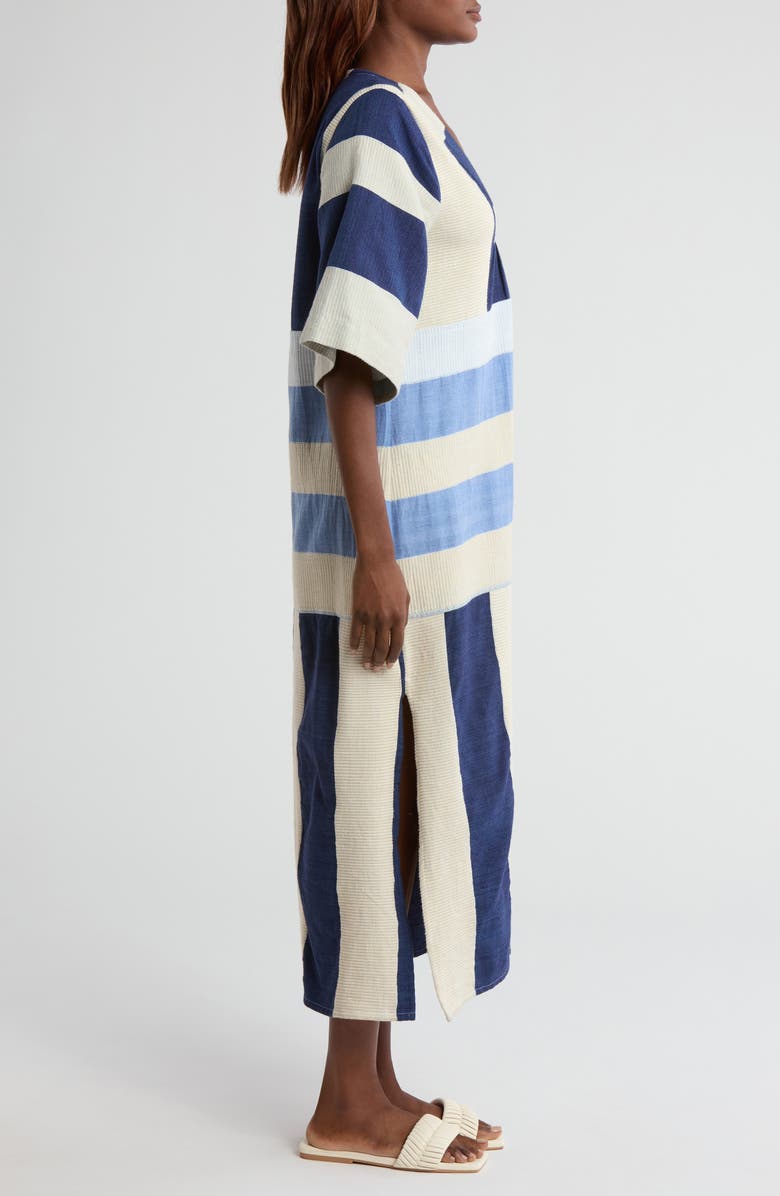 lemlem Edna V-Neck Cotton Caftan, Alternate, color, Betami Azure