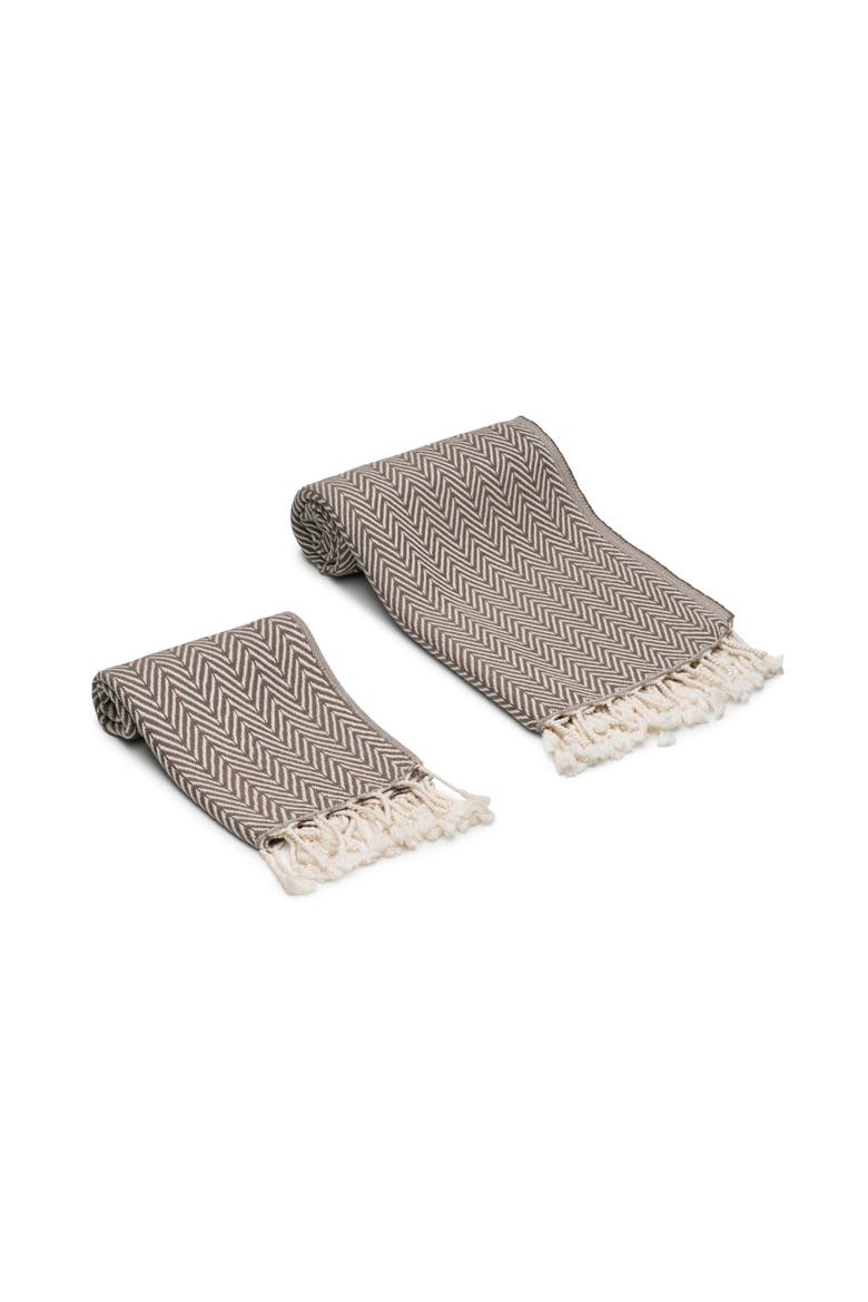 Herringbone Turkish Cotton Towel Bundle, Alternate, color, Taupe Brown