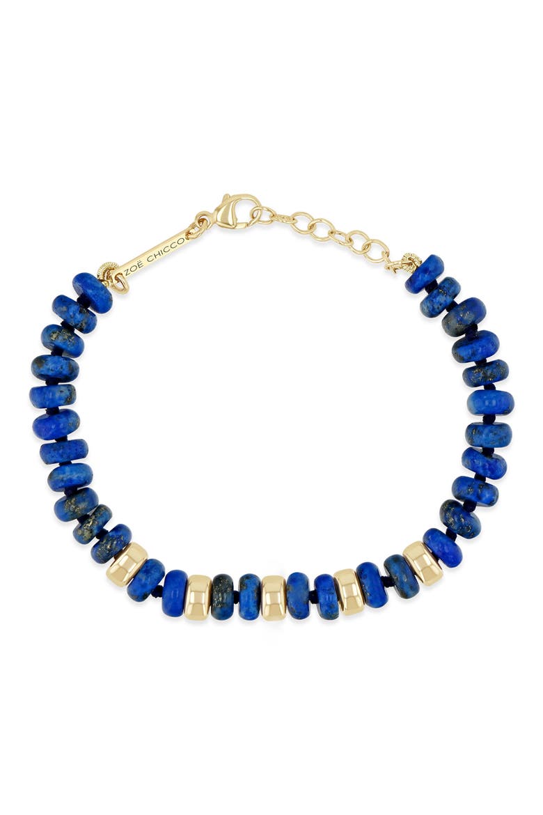 14K Yellow Gold Lapis Lazuli Beaded Bracelet, Alternate, color, 14K YELLOW GOLD
