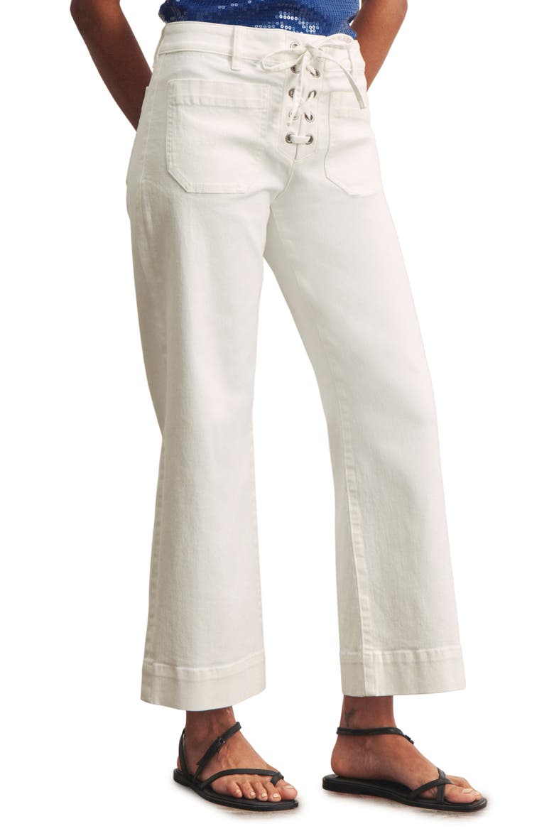 Marine Lace-Up Ankle Jeans, Alternate, color, CHALK WHITE