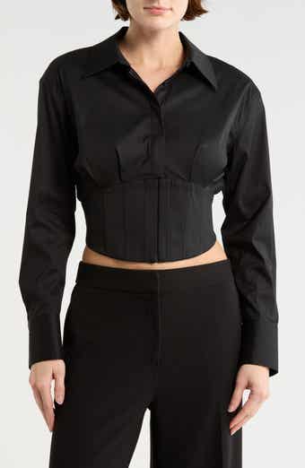 Alice + Olivia Edie Corset Button-Up Shirt
