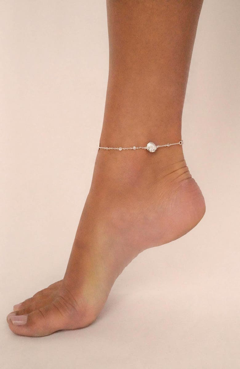 Ettika Santorini Shell Anklet, Alternate, color, Silver
