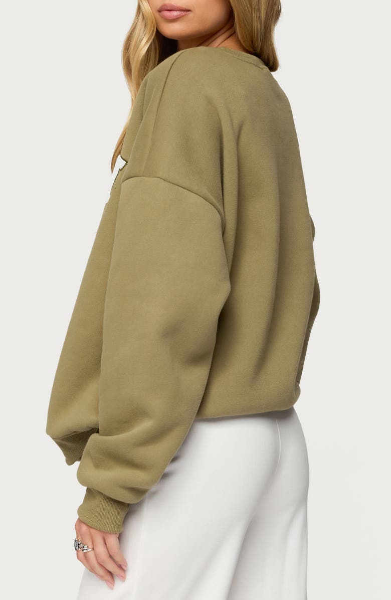 EDIKTED Boston Girl Sweatshirt, Alternate, color, Olive