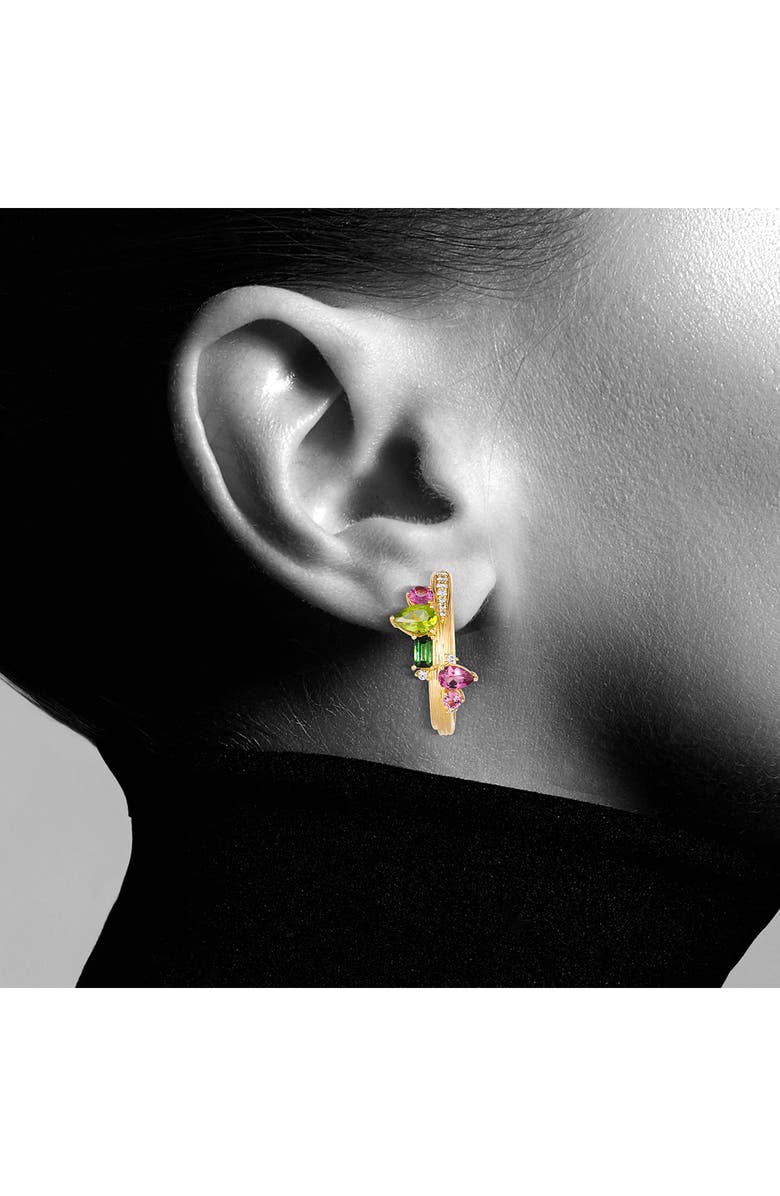 Hueb Amazonia Buriti Diamond & Semiprecious Huggie Hoop Earrings, Alternate, color,