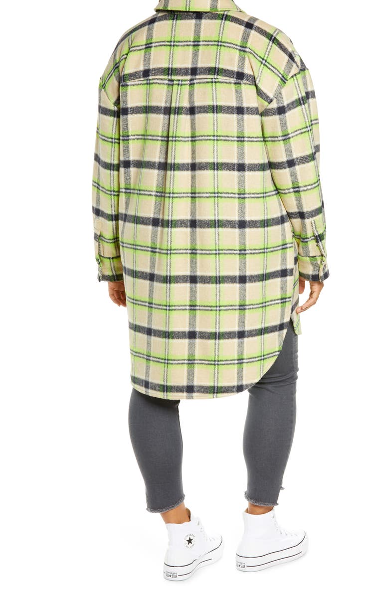 BP. Brushed Plaid Oversize Shirt Jacket, Alternate, color, 