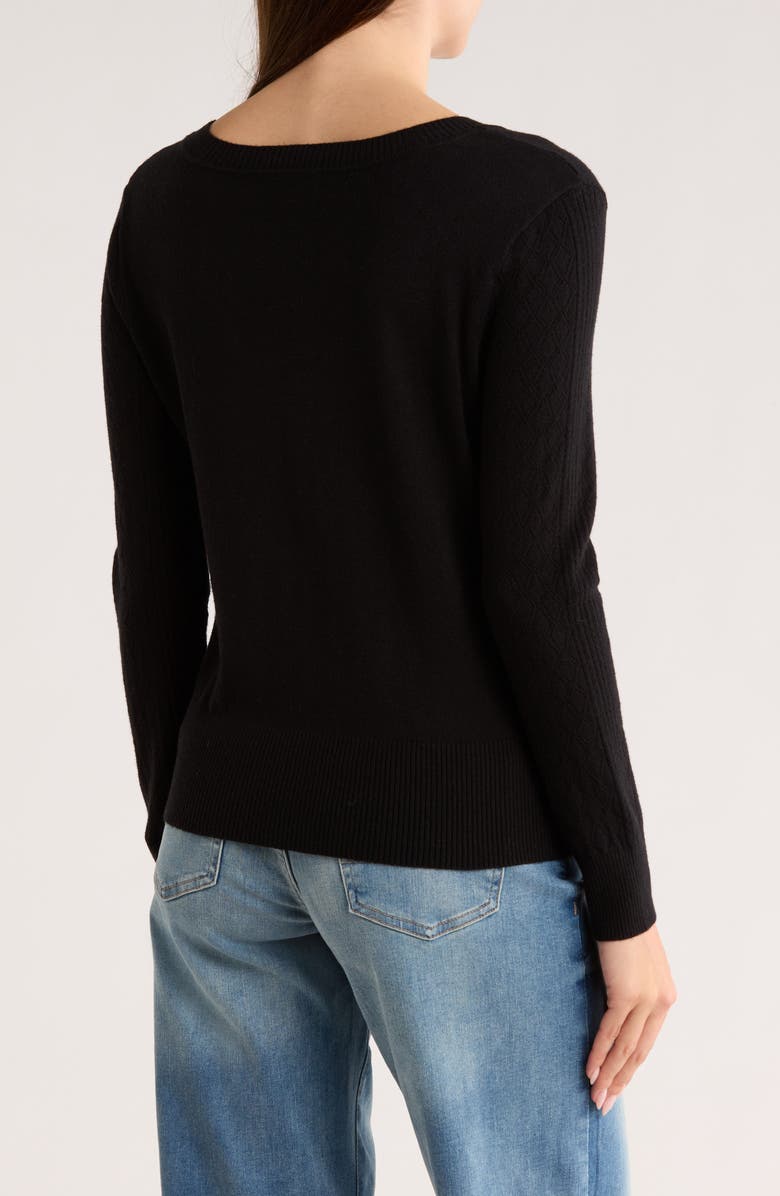 DR2 by Daniel Rainn Pointelle Stitch Vintage Sweater, Alternate, color, Black