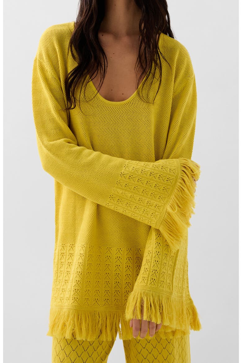 Pointelle Knit Jumper, Main, color, Yellow