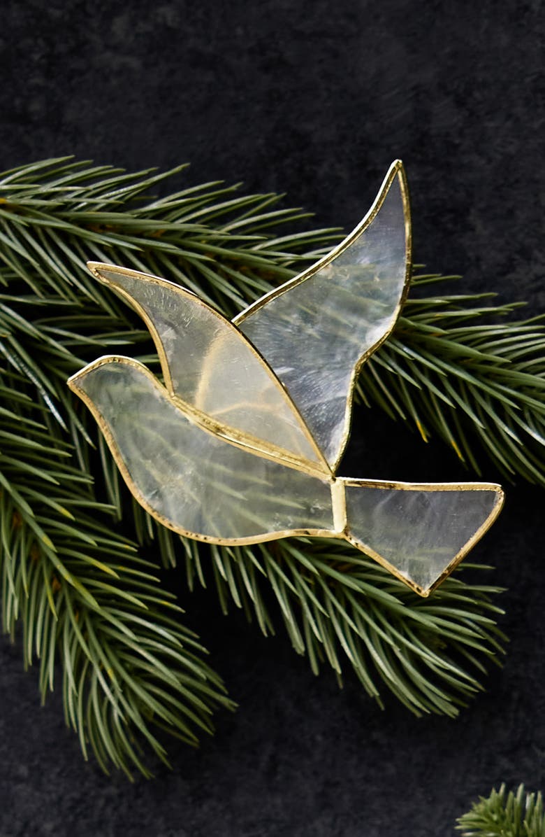 Balsam Hill Golden Dove Capiz Ornament Set, Alternate, color, Natural