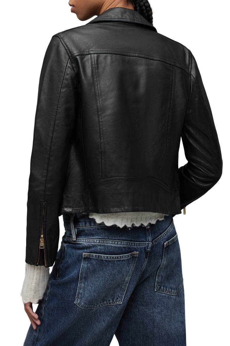 Dalby Leather Biker Jacket, Alternate, color, BLACK/ GOLD
