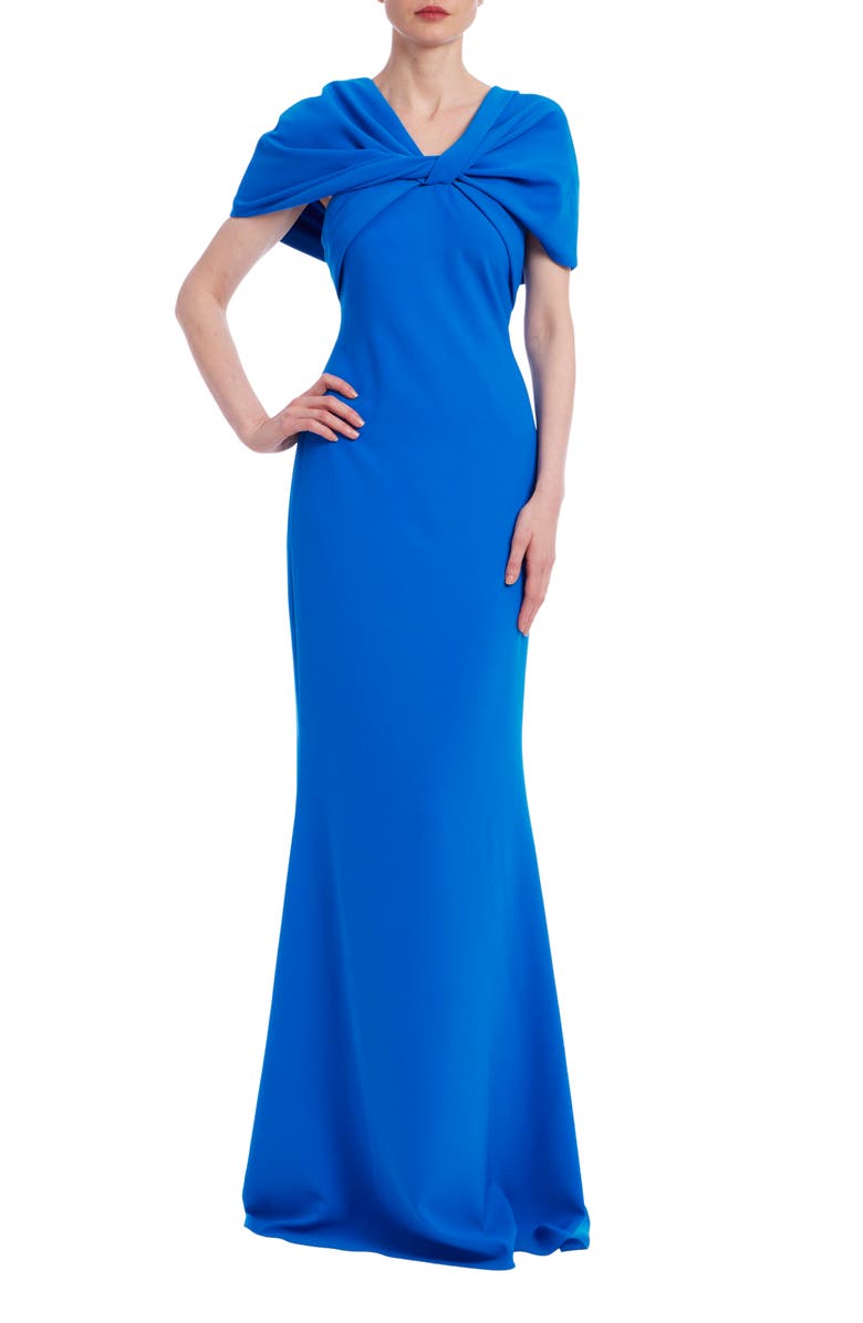 Badgley Mischka Collection Twist Detail Trumpet Gown, Main, color, 