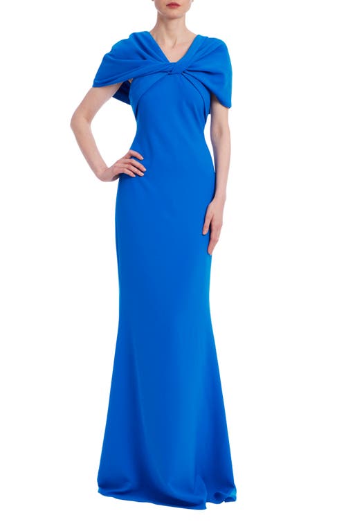 Badgley Mischka Collection Twist Detail Trumpet Gown In Cobalt
