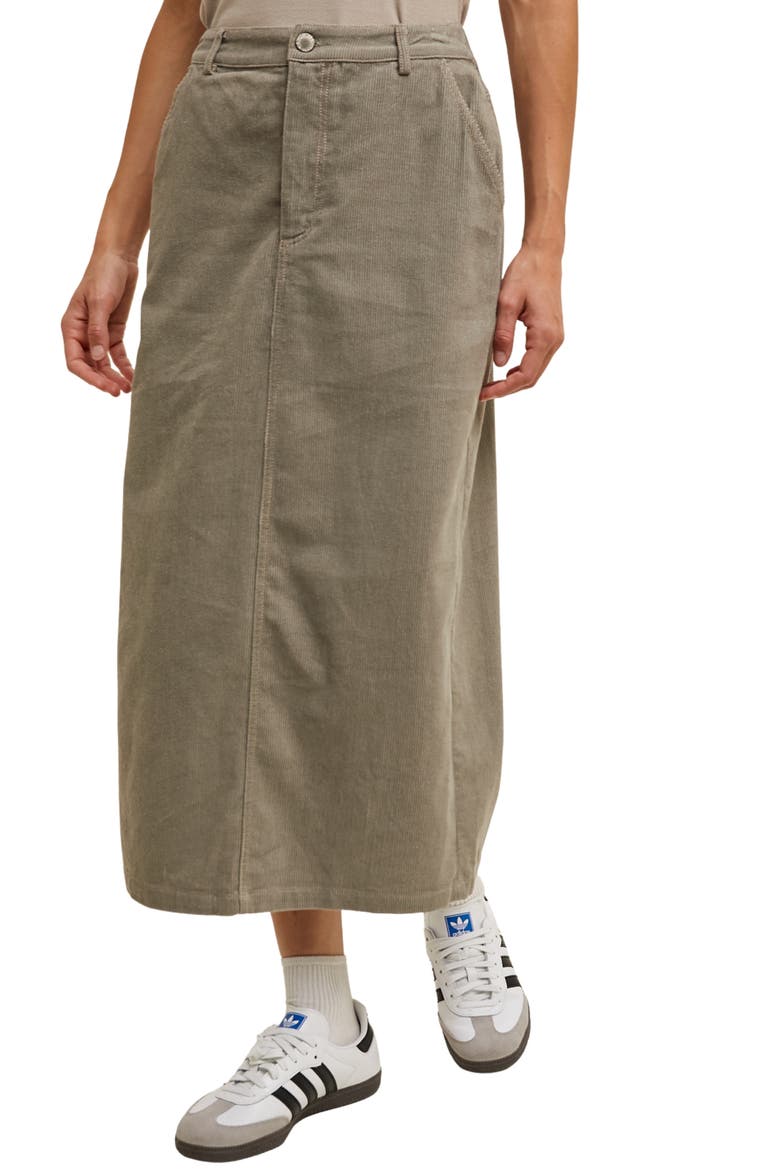 Corduroy Midi Skirt, Alternate, color, STONE