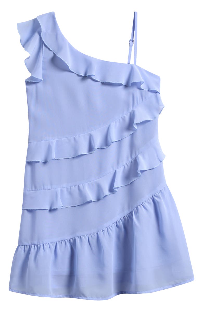 Ava & Yelly Kids' One-Shoulder Ruffle Dress, Main, color, Blue