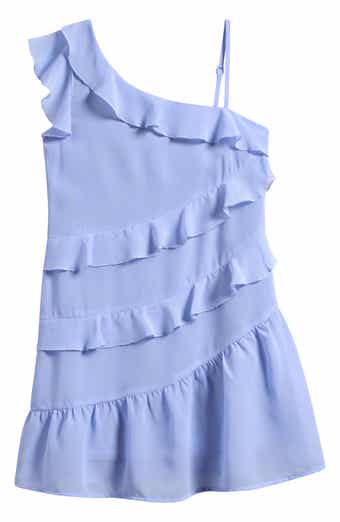 Ava & Yelly Kids' One-Shoulder Ruffle Dress
