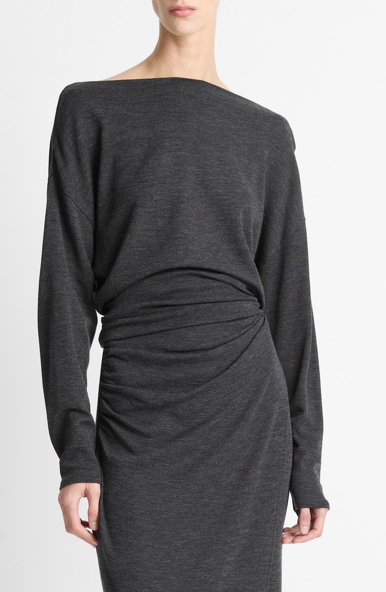 Vince Ruched Drape Top, Main, color, Dark Heather Grey