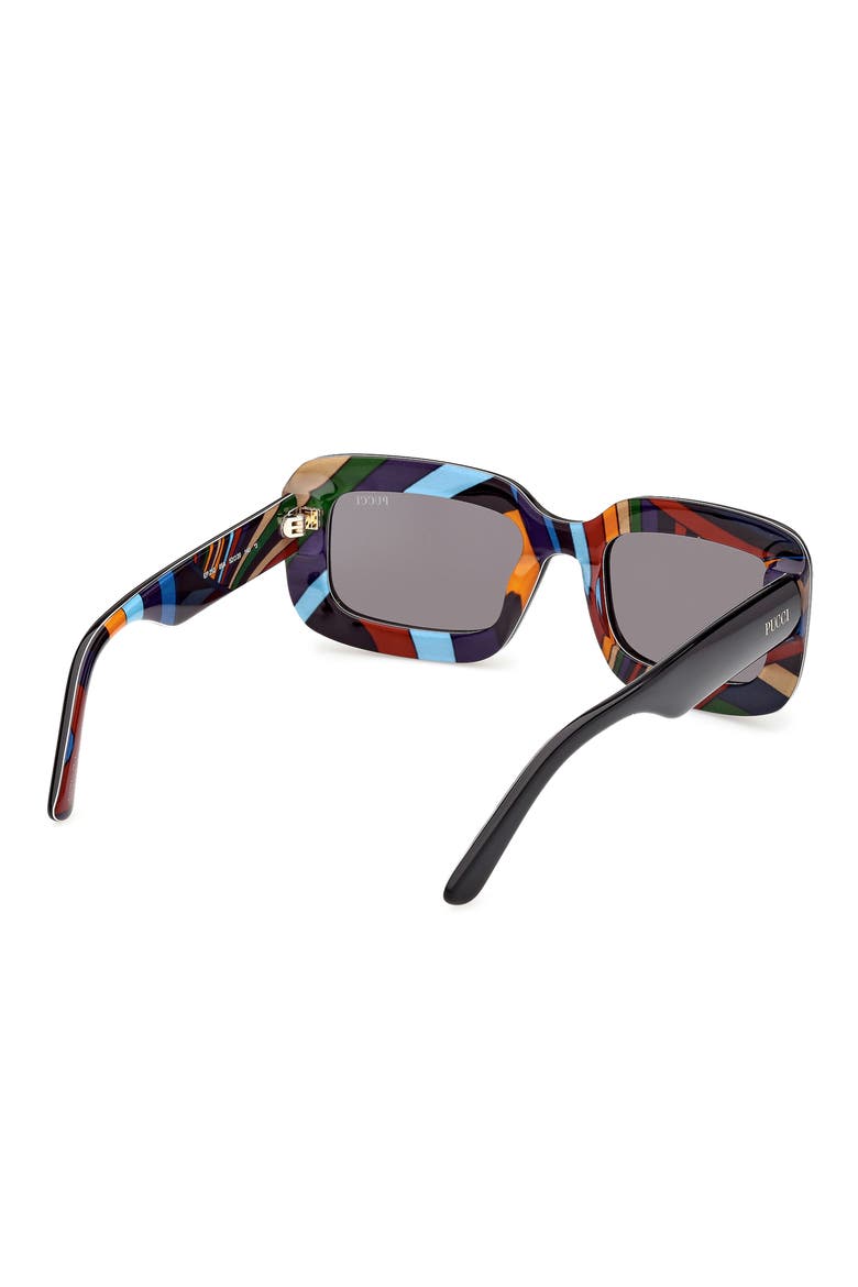 52mm Rectangular Sunglasses, Alternate, color, BLACK / IRIDE PATTERN / SMOKE