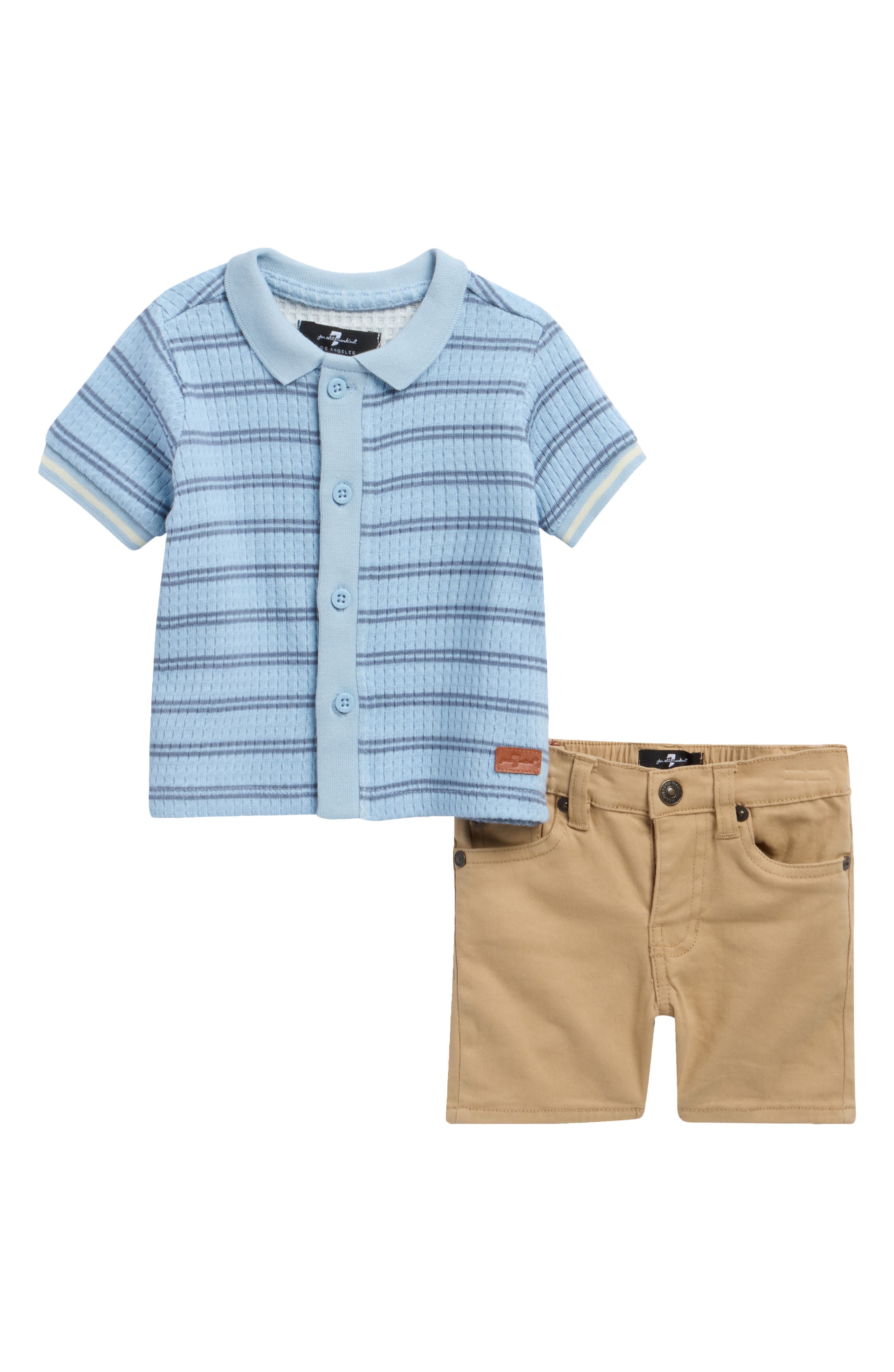 7 For All Mankind Short Sleeve Button-Up Shirt & Shorts Set