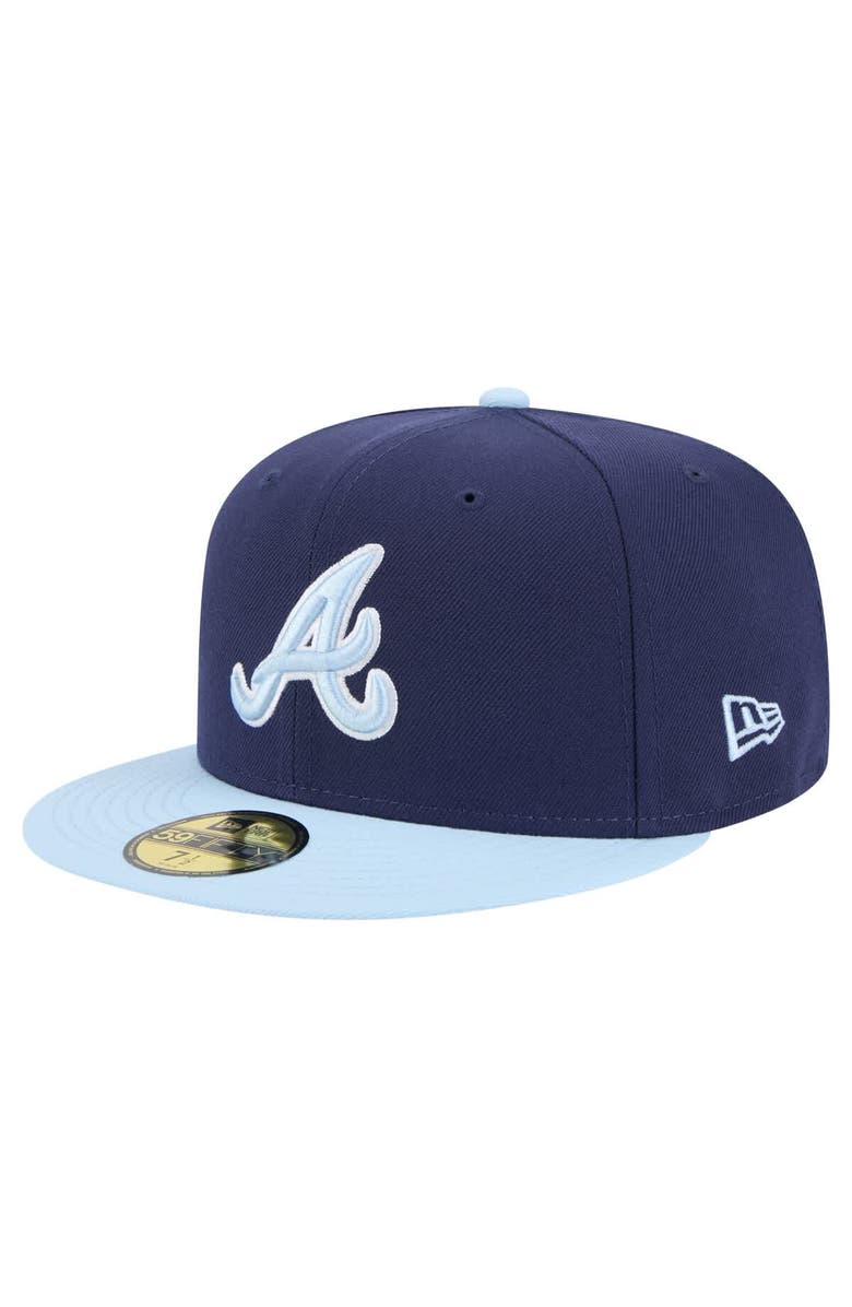New Era Men's New Era Navy/Light Blue Atlanta Braves Color Pack 2-Tone 59FIFTY Fitted Hat, Alternate, color, 