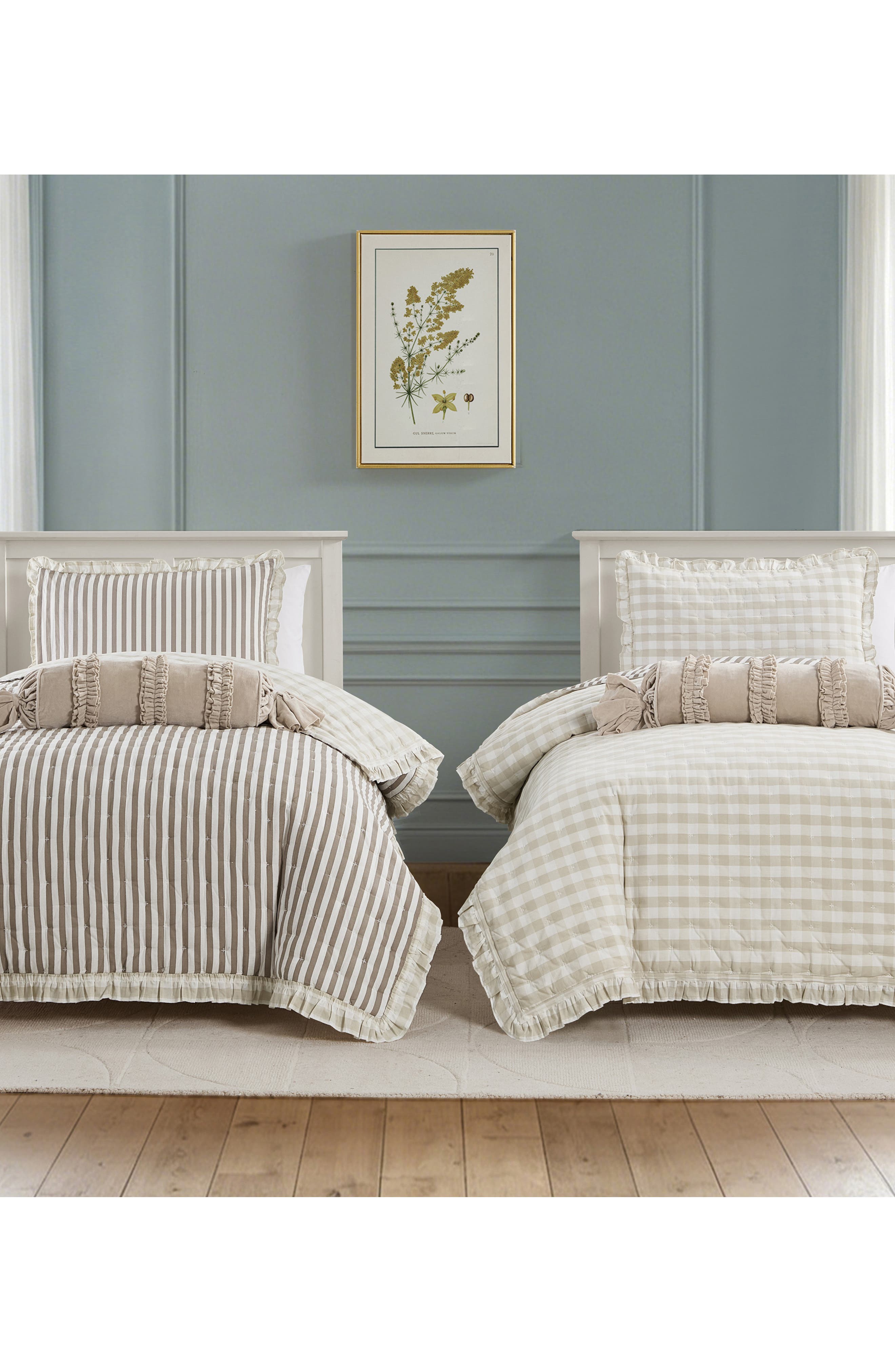 Peri Home Gingham & Stripe Reversible Quilt Set | Nordstrom
