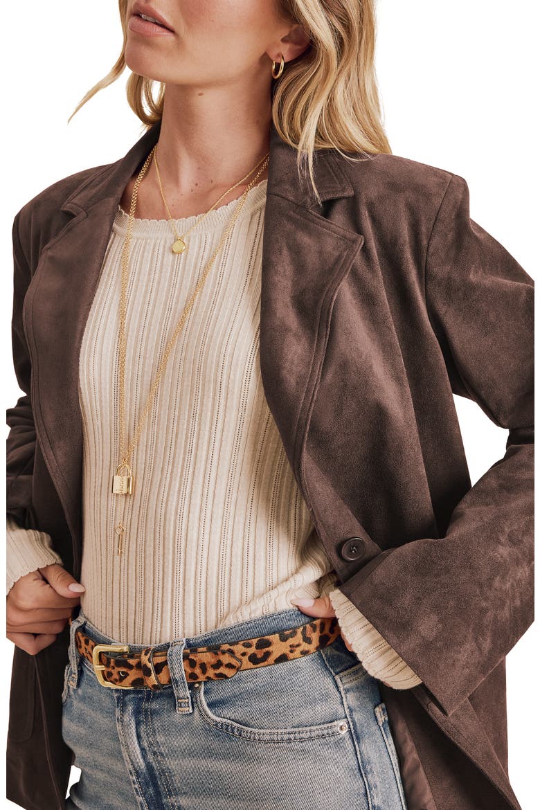 Ryder Faux Suede Blazer, Alternate, color, JAVA BROWN