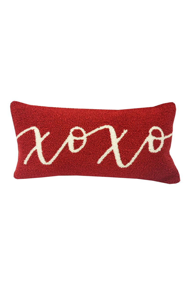 Hugs & Kisses Indoor/Outdoor Throw Pillow, Main, color, RED/WHITE