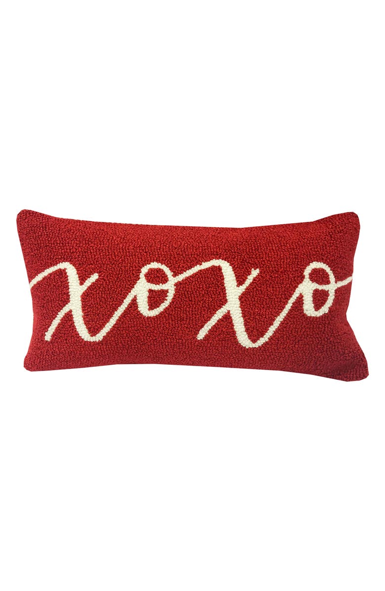 R16 HOME Hugs & Kisses Indoor/Outdoor Throw Pillow, Main, color, Red/ White